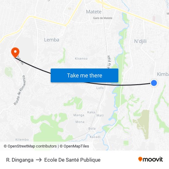 R. Dinganga to Ecole De Santé Publique map