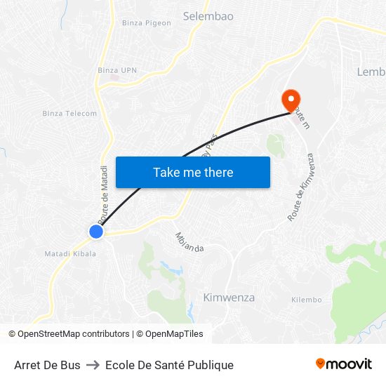 Arret De Bus to Ecole De Santé Publique map
