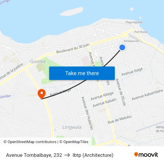 Avenue Tombalbaye, 232 to Ibtp (Architecture) map