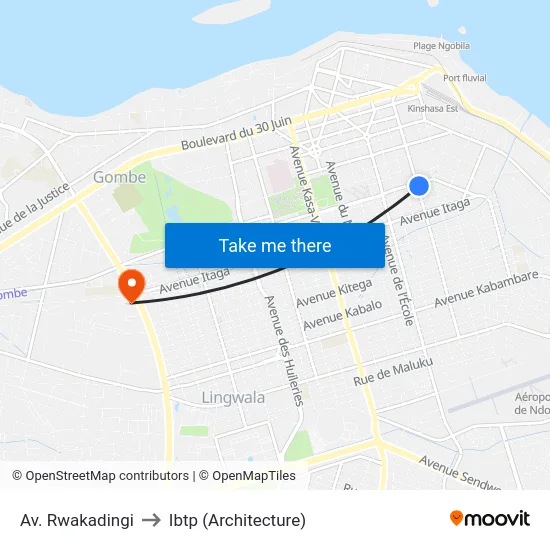 Av. Rwakadingi to Ibtp (Architecture) map