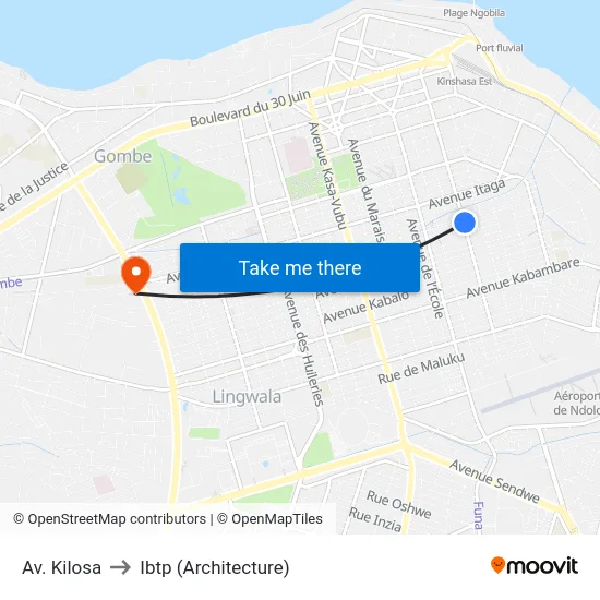 Av. Kilosa to Ibtp (Architecture) map