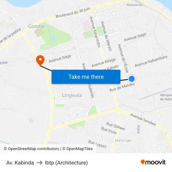 Av. Kabinda to Ibtp (Architecture) map