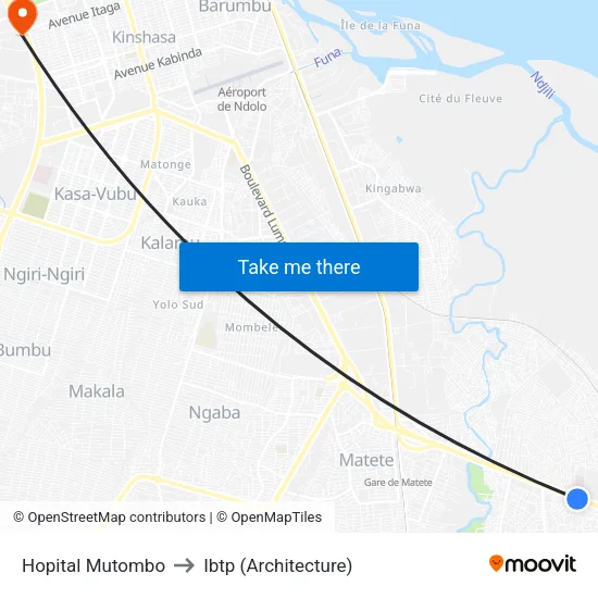 Hopital Mutombo to Ibtp (Architecture) map