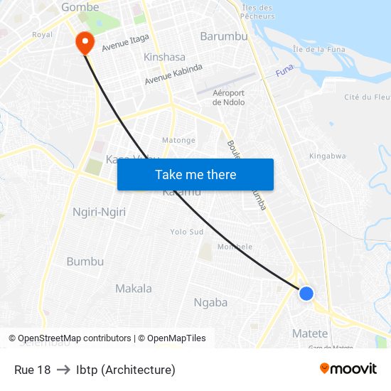 Rue 18 to Ibtp (Architecture) map