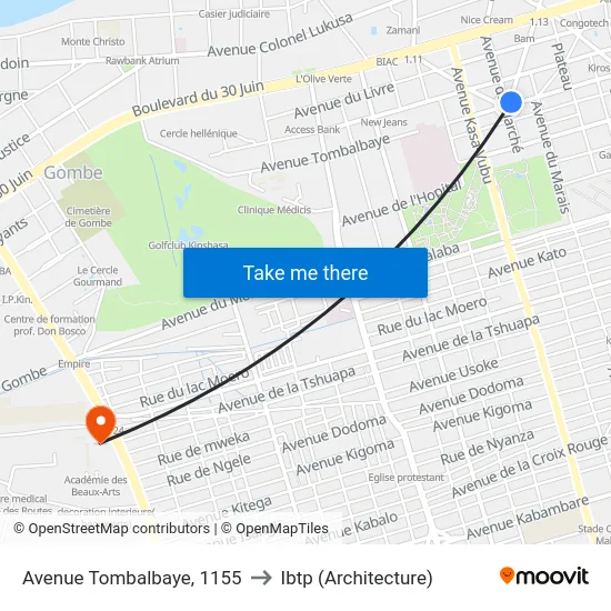 Avenue Tombalbaye, 1155 to Ibtp (Architecture) map
