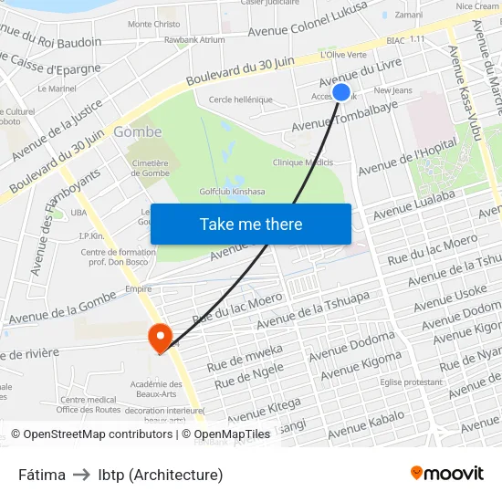 Fátima to Ibtp (Architecture) map