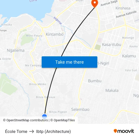 École Tome to Ibtp (Architecture) map