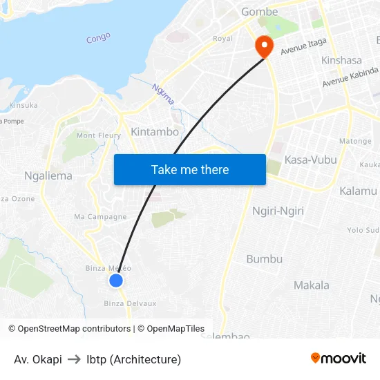 Av. Okapi to Ibtp (Architecture) map
