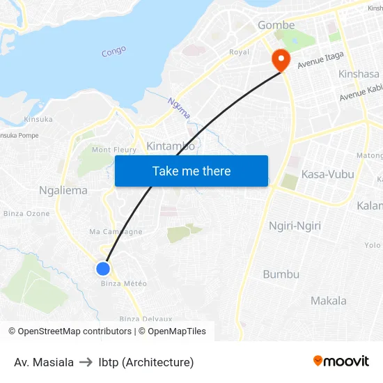 Av. Masiala to Ibtp (Architecture) map