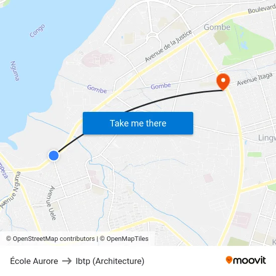 École Aurore to Ibtp (Architecture) map