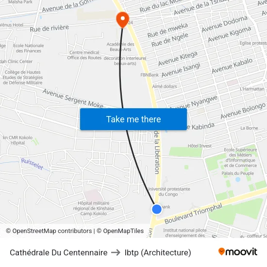 Cathédrale Du Centennaire to Ibtp (Architecture) map