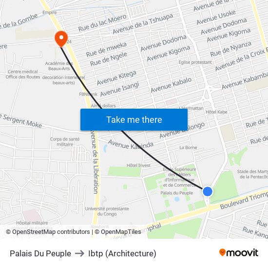 Palais Du Peuple to Ibtp (Architecture) map