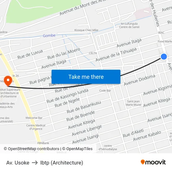 Av. Usoke to Ibtp (Architecture) map