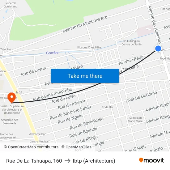 Rue De La Tshuapa, 160 to Ibtp (Architecture) map
