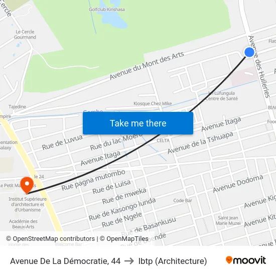 Avenue De La Démocratie, 44 to Ibtp (Architecture) map