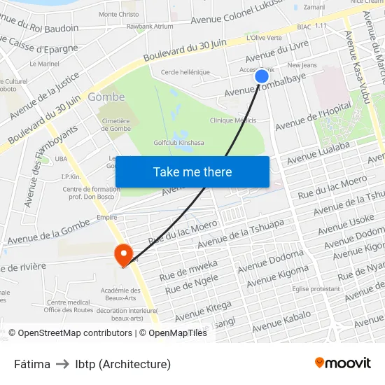 Fátima to Ibtp (Architecture) map