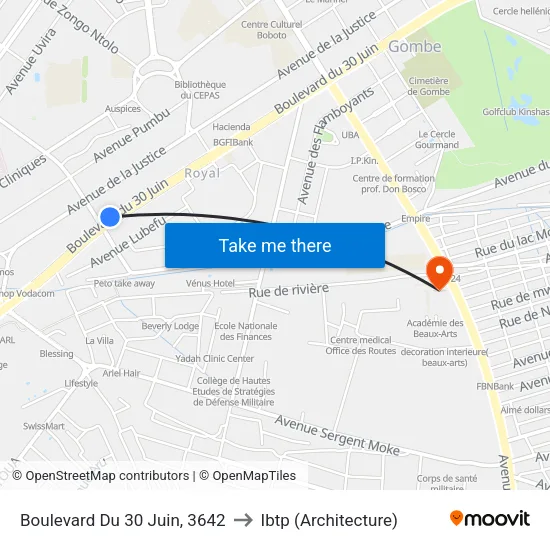 Boulevard Du 30 Juin, 3642 to Ibtp (Architecture) map