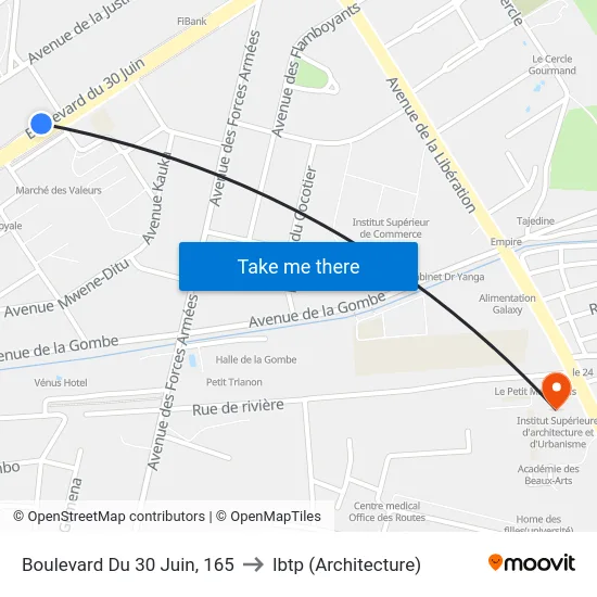 Boulevard Du 30 Juin, 165 to Ibtp (Architecture) map
