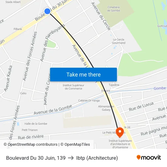 Boulevard Du 30 Juin, 139 to Ibtp (Architecture) map
