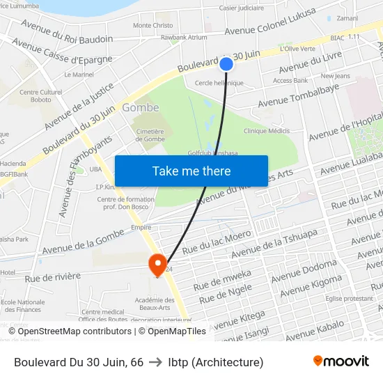 Boulevard Du 30 Juin, 66 to Ibtp (Architecture) map