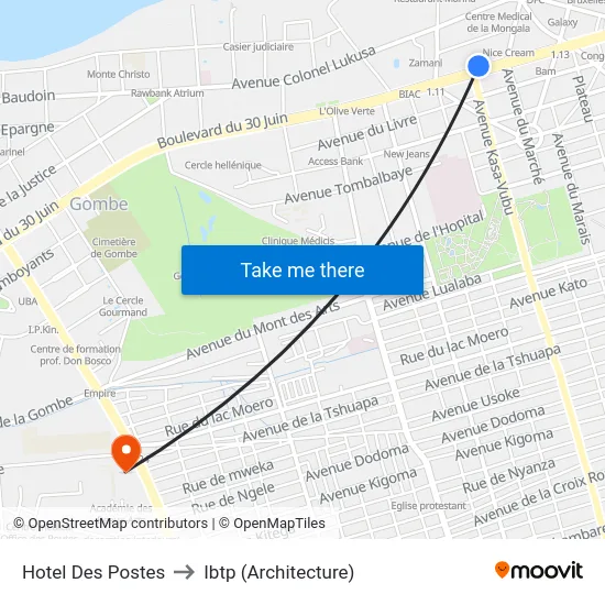 Hotel Des Postes to Ibtp (Architecture) map