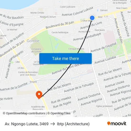 Av. Ngongo Lutete, 3469 to Ibtp (Architecture) map