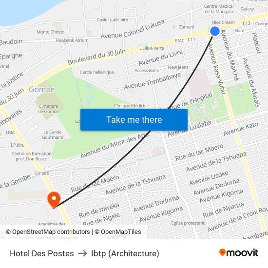 Hotel Des Postes to Ibtp (Architecture) map