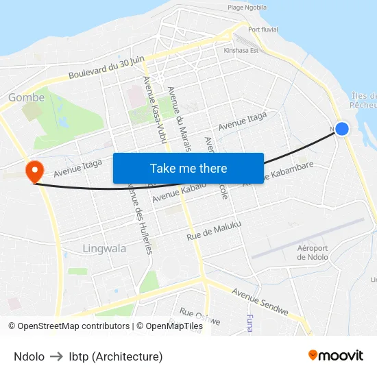 Ndolo to Ibtp (Architecture) map