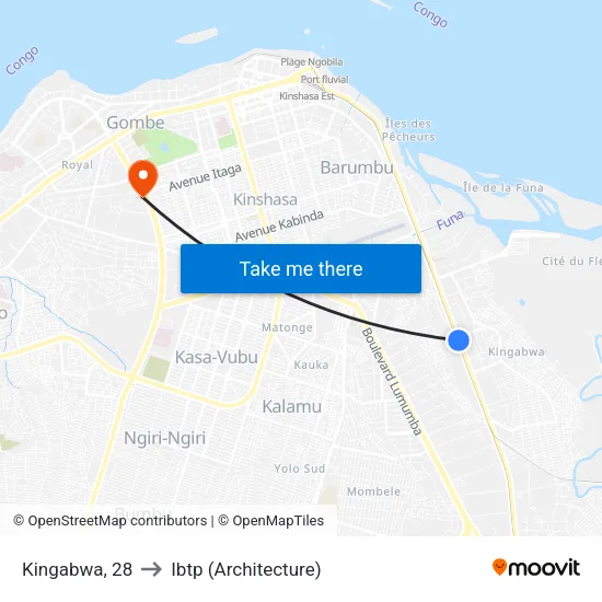 Kingabwa, 28 to Ibtp (Architecture) map
