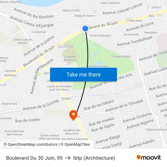 Boulevard Du 30 Juin, 95 to Ibtp (Architecture) map