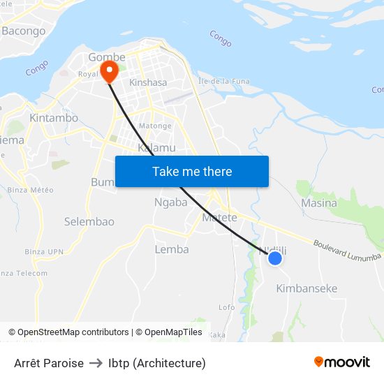 Arrêt Paroise to Ibtp (Architecture) map