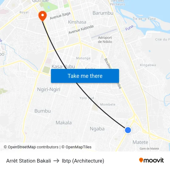 Arrêt Station Bakali to Ibtp (Architecture) map