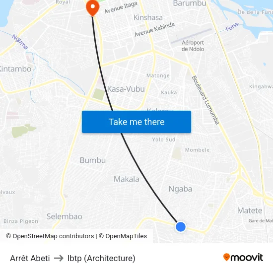 Arrêt Abeti to Ibtp (Architecture) map
