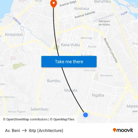 Av. Beni to Ibtp (Architecture) map