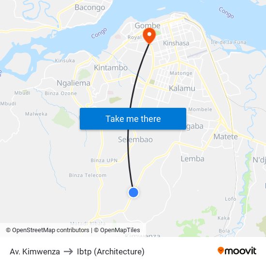 Av. Kimwenza to Ibtp (Architecture) map
