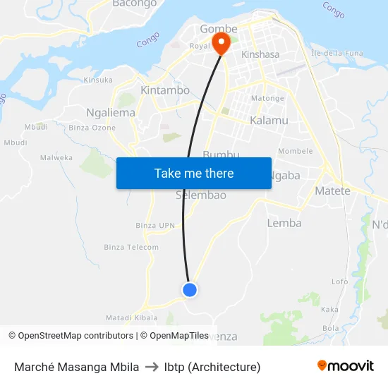 Marché Masanga Mbila to Ibtp (Architecture) map