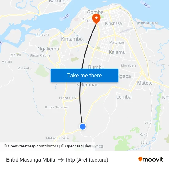 Entré Masanga Mbila to Ibtp (Architecture) map