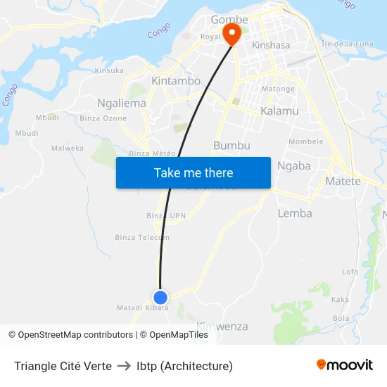 Triangle Cité Verte to Ibtp (Architecture) map