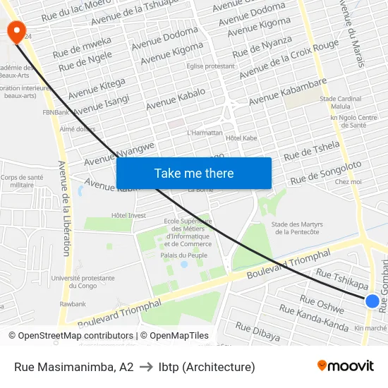 Rue Masimanimba, A2 to Ibtp (Architecture) map