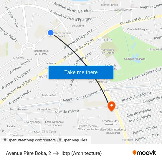 Avenue Père Boka, 2 to Ibtp (Architecture) map
