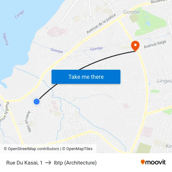 Rue Du Kasai, 1 to Ibtp (Architecture) map