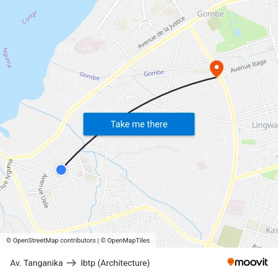 Av. Tanganika to Ibtp (Architecture) map