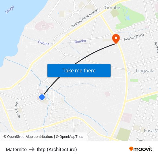 Maternité to Ibtp (Architecture) map