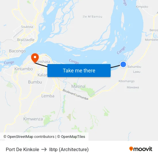 Port De Kinkole to Ibtp (Architecture) map