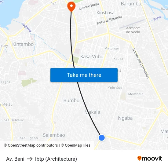 Av. Beni to Ibtp (Architecture) map