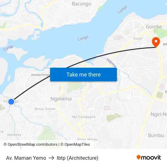 Av. Maman Yemo to Ibtp (Architecture) map