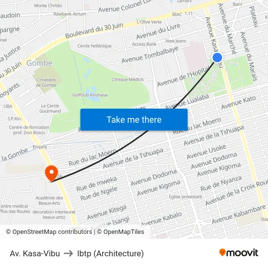 Av. Kasa-Vibu to Ibtp (Architecture) map