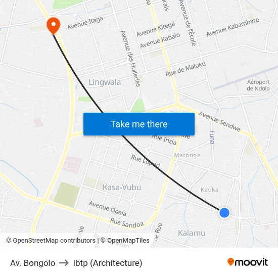 Av. Bongolo to Ibtp (Architecture) map