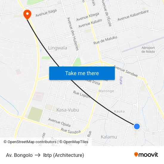 Av. Bongolo to Ibtp (Architecture) map
