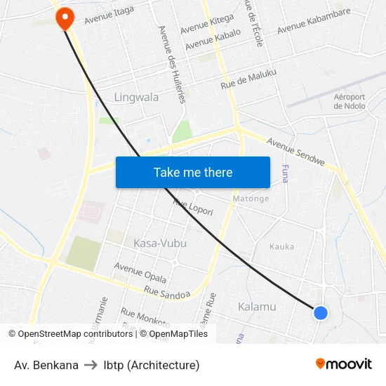 Av. Benkana to Ibtp (Architecture) map